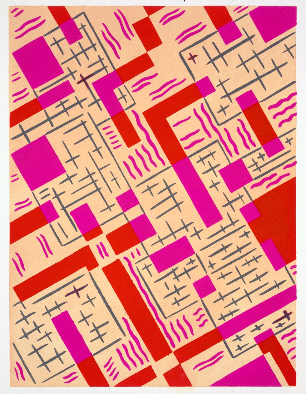 تصميم من "ديكورات التركيبات الجديدة" ، أواخر عشرينيات القرن العشرين (طبعة استنسل) بواسطة سيرج غلادكي