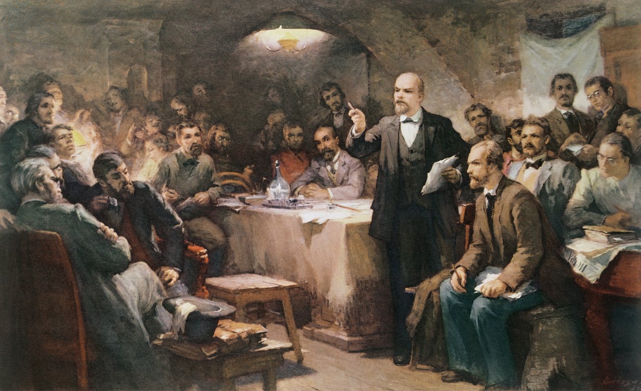 تدخل فلاديمير لينين (1870-1924) في المؤتمر الثاني لـ RSDRP في عام 1903 بواسطة سيرجي أرسينفيتش فينوجرادوف