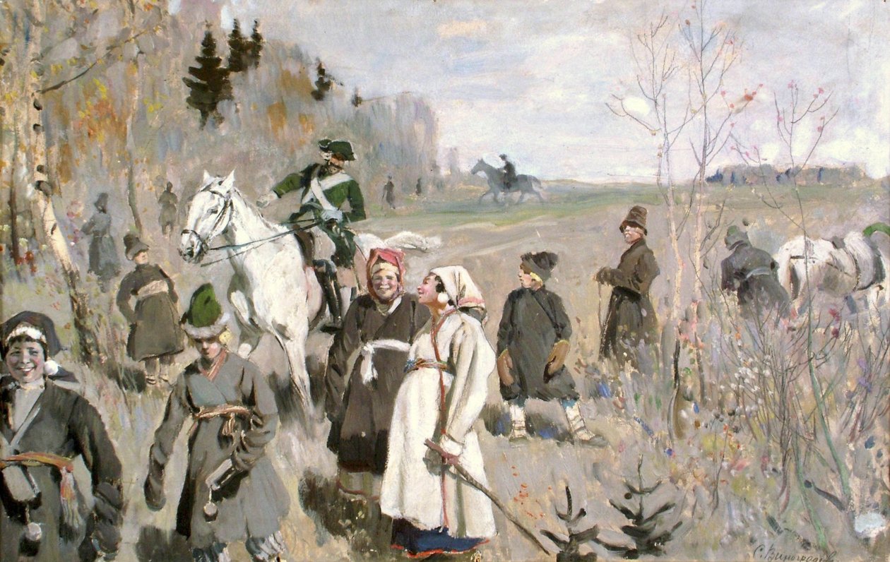الصيد في عهد القيصر بطرس الأكبر ، 1907 بواسطة سيرجي أرسينفيتش فينوجرادوف