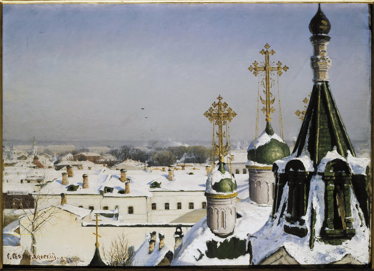 منظر من نافذة مدرسة موسكو للرسم والنحت والعمارة - لوحة لسيرجي إيفانوفيتش سفيتوسلافسكي (سفيتوسلافسكي) (1857-1931) ، زيت على قماش بواسطة سيرجي إيفانوفيتش سفيتوسلافسكي