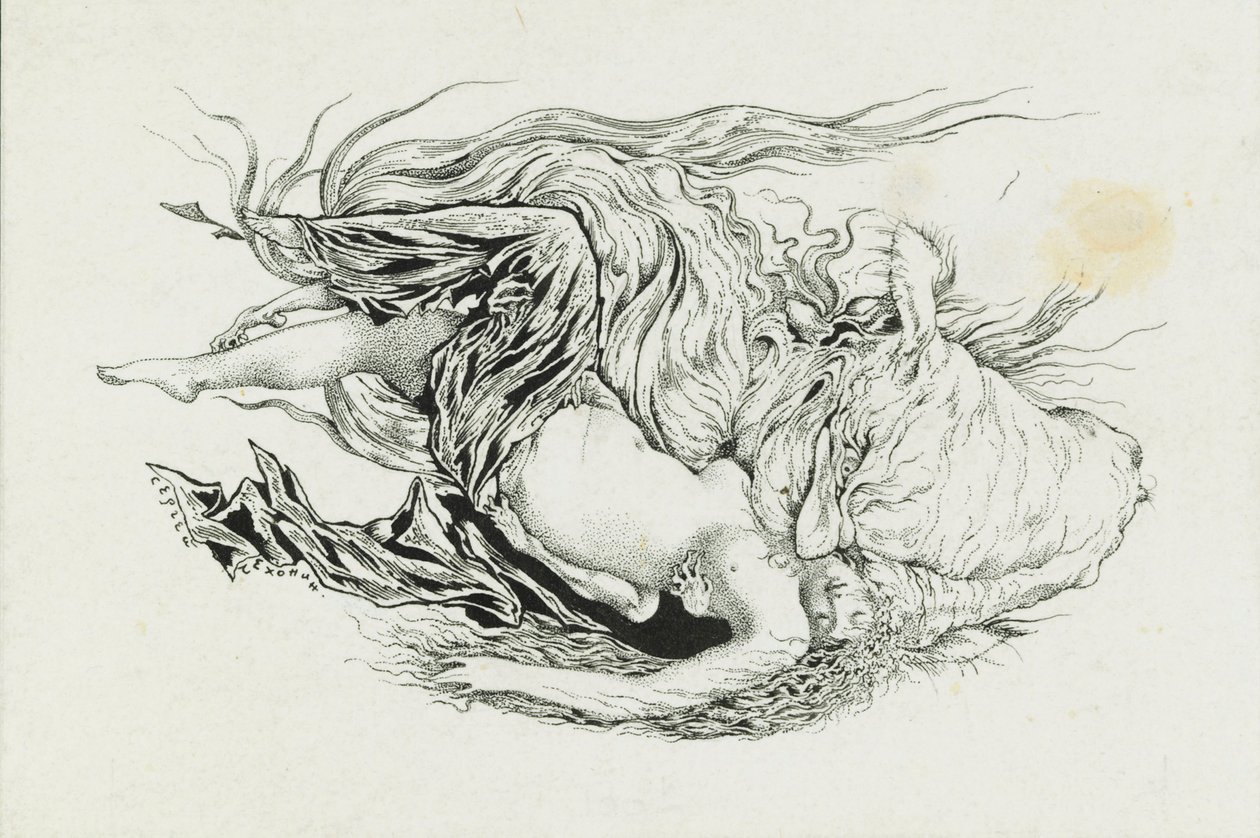 تشيرنومور وليودميلا. رسم توضيحي لقصيدة رسلان وليودميلا بقلم أ. بوشكين ، 1921-1926. بواسطة سيرجي فاسيليفيتش شيخونين