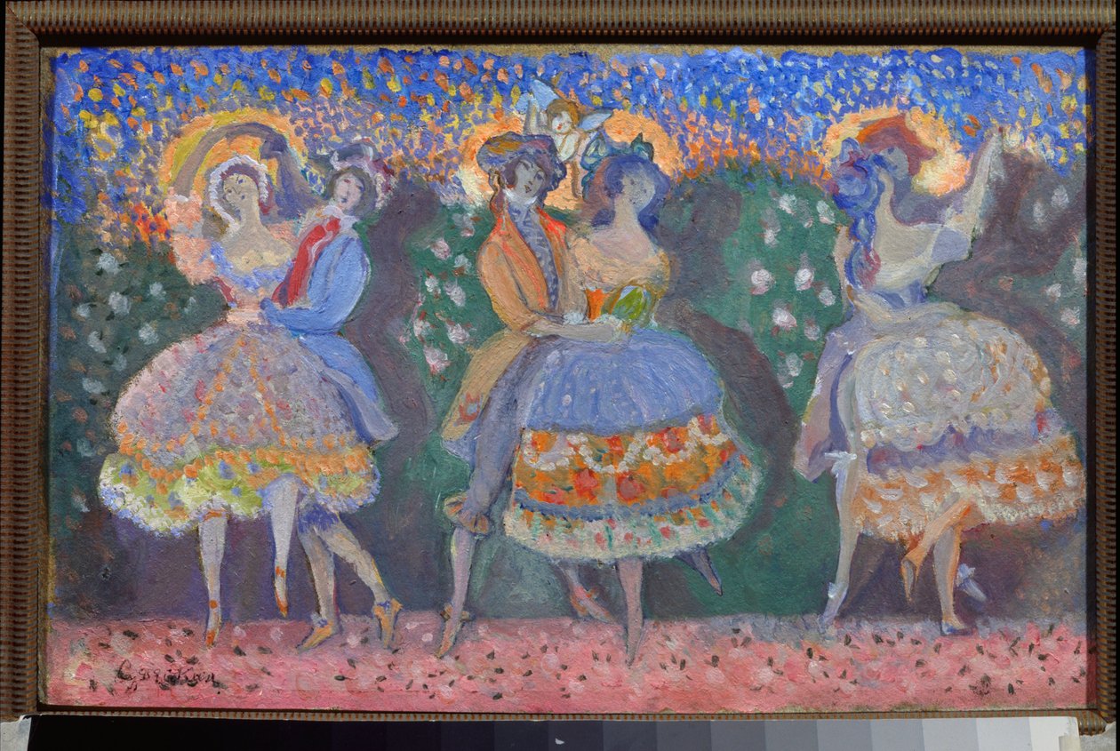 Un ballet (A Ballet) - عمل لسيرجي سوديكين (سيرج سوديكين) (1882-1946) ، زيت على ورق مقوى ، فن روسي ، القرن العشرين ، الحداثة - متحف الدولة المركزي الأدبي ، موسكو بواسطة سيرجي يوريفيتش سوديكين