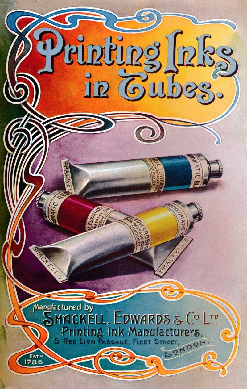 "أحبار الطباعة في أنابيب - إعلان Shackell، Edwards & Co. Ltd." ، 1907 بواسطة شاكل إدواردز وشركاه