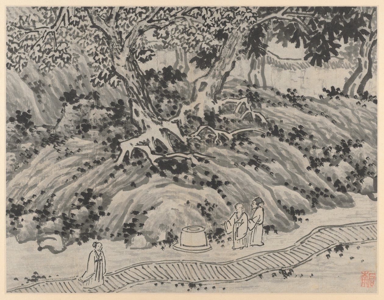 اثني عشر مناظر لـ Tiger Hill ، Suchou: The Fools Spring ، بعد عام 1490. بواسطة شين تشو