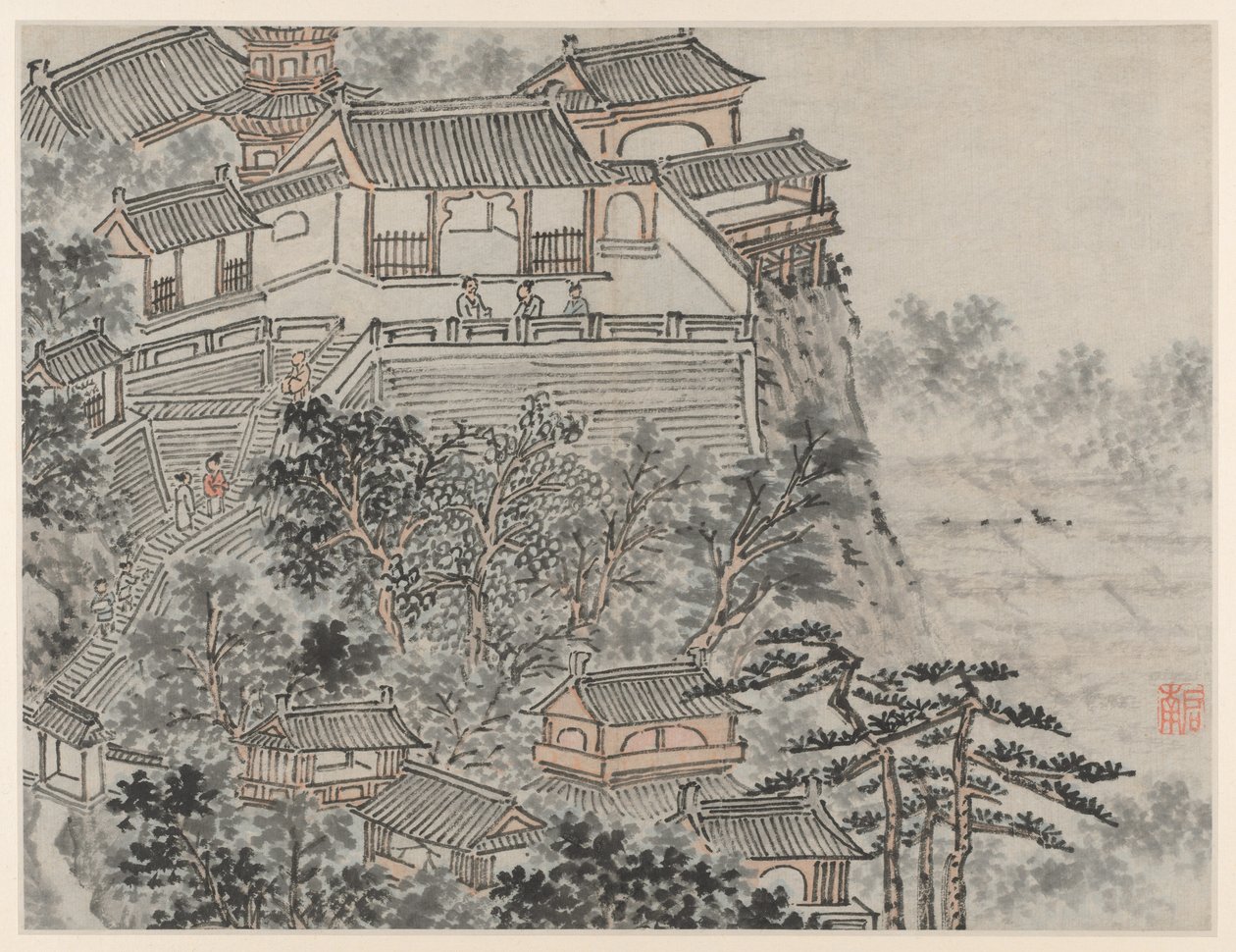 اثنا عشر منظرًا لتل تايجر هيل ، سوتشو: The Five Sages Terrace ، بعد عام 1490. بواسطة شين تشو