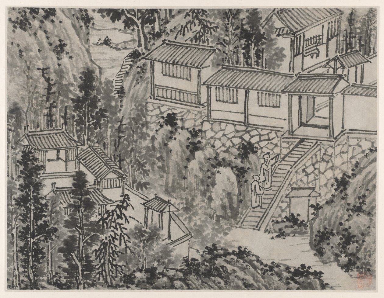 اثنا عشر مناظر لـ Tiger Hill ، Suzhou: The Pine Retreat ، بعد 1490. بواسطة شين تشو