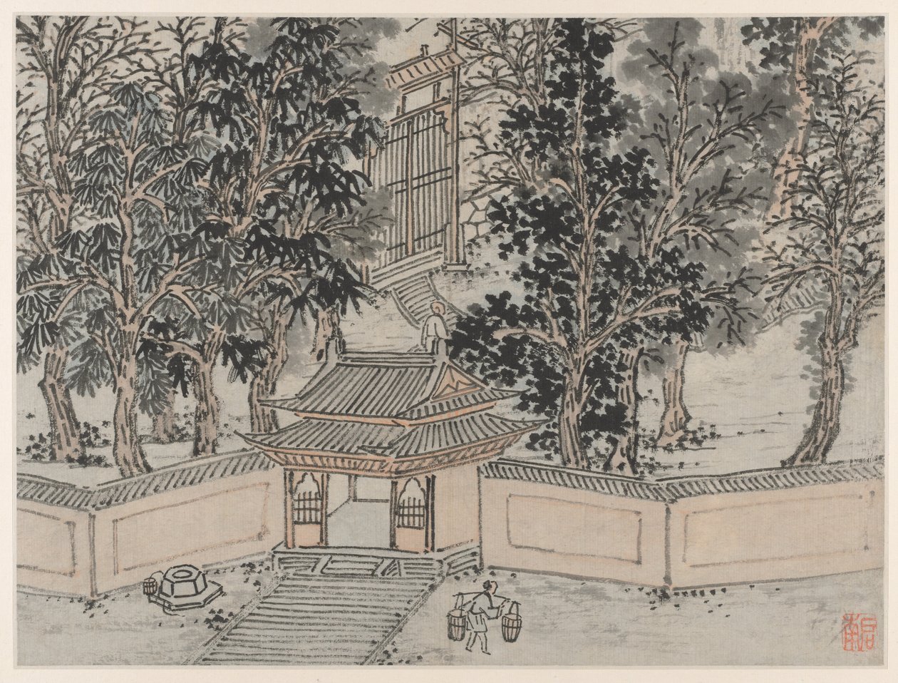 اثنا عشر مناظر لـ Tiger Hill ، Suzhou: Tiger-Flight Spring عند الباب الخلفي ، بعد عام 1490. بواسطة شين تشو