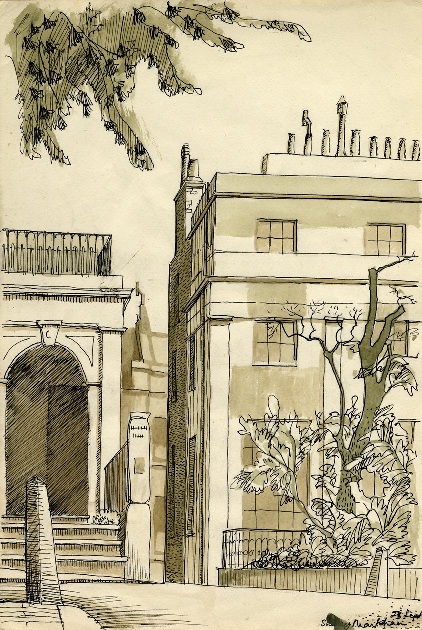 منازل جورجية ، لندن ، عام 1950. بواسطة شيرلي ماركهام