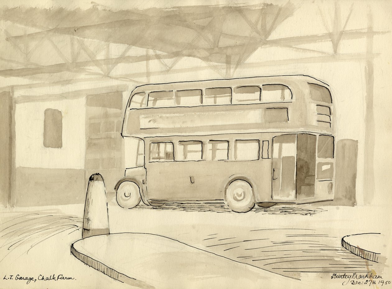 'LT Garage، Chalk Farm' ، 1950. بواسطة شيرلي ماركهام