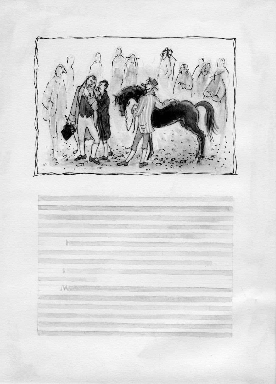 رجال مع حصان ، 1952. بواسطة شيرلي ماركهام