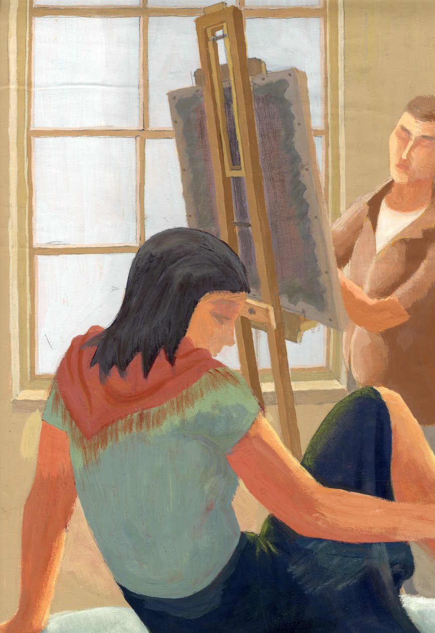 عارضة أزياء وطالبة في فصل الرسم عام 1950. بواسطة شيرلي ماركهام