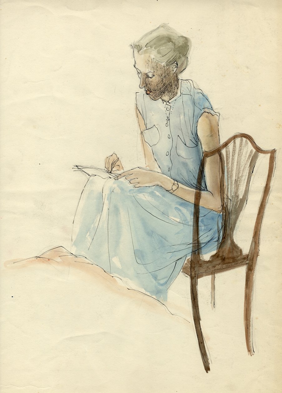 امرأة جالسة تكتب ، 1952. بواسطة شيرلي ماركهام