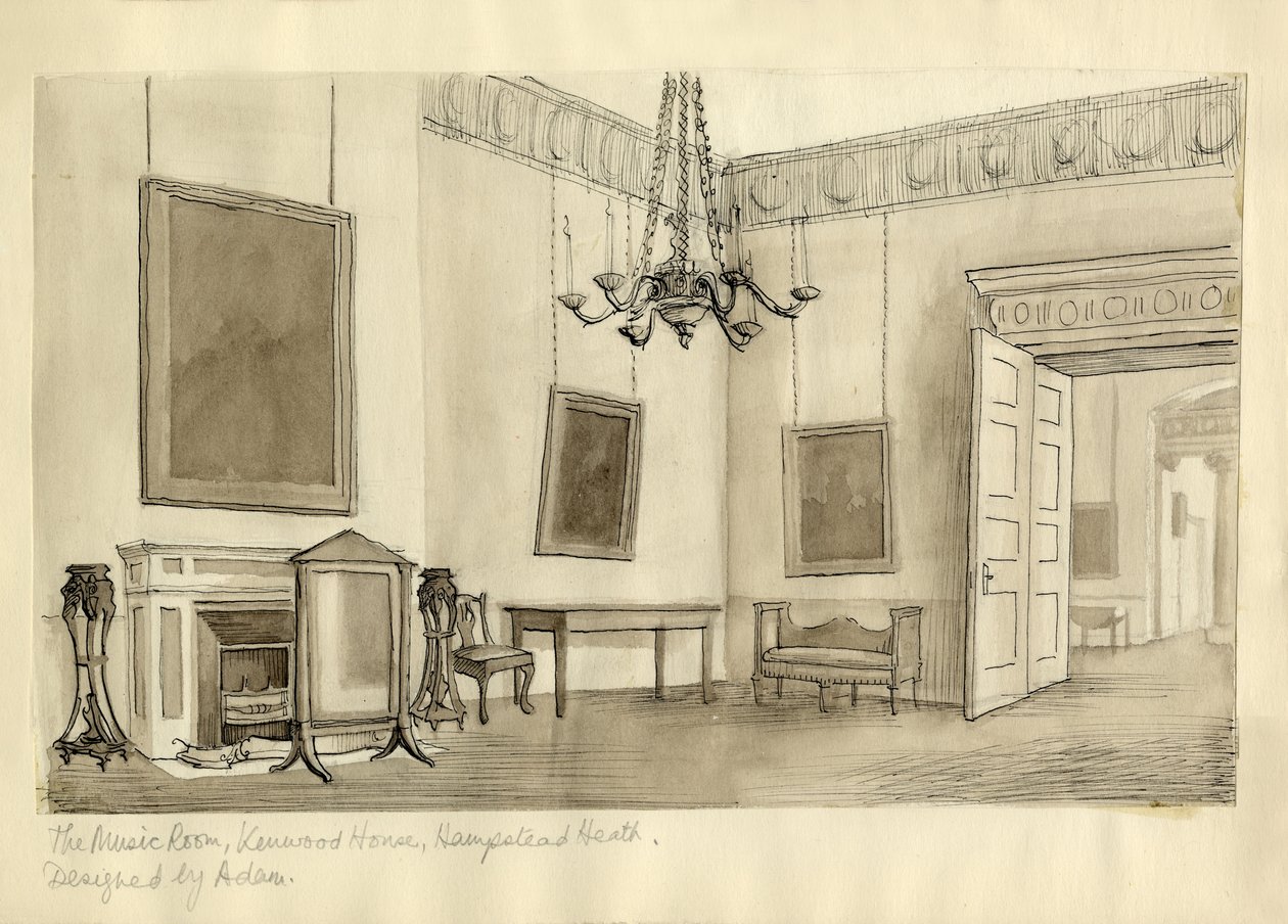"The Music Room، Kenwood House، Hampstead Heath"، c1950. بواسطة شيرلي ماركهام