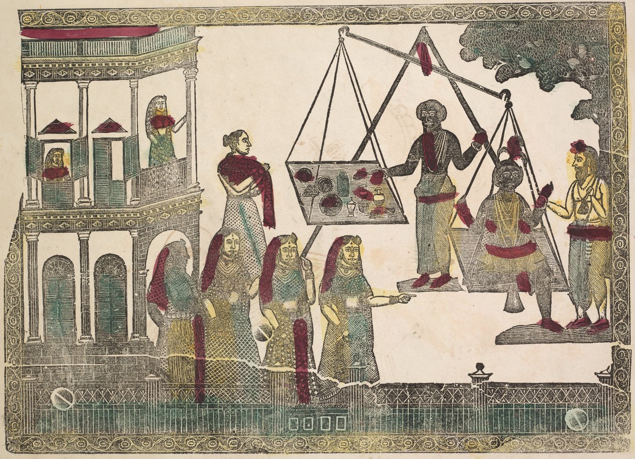 مرجح كريشنا ضد الأشياء الثمينة ، 1800s. بواسطة Shri Gobinda Chandra Roy