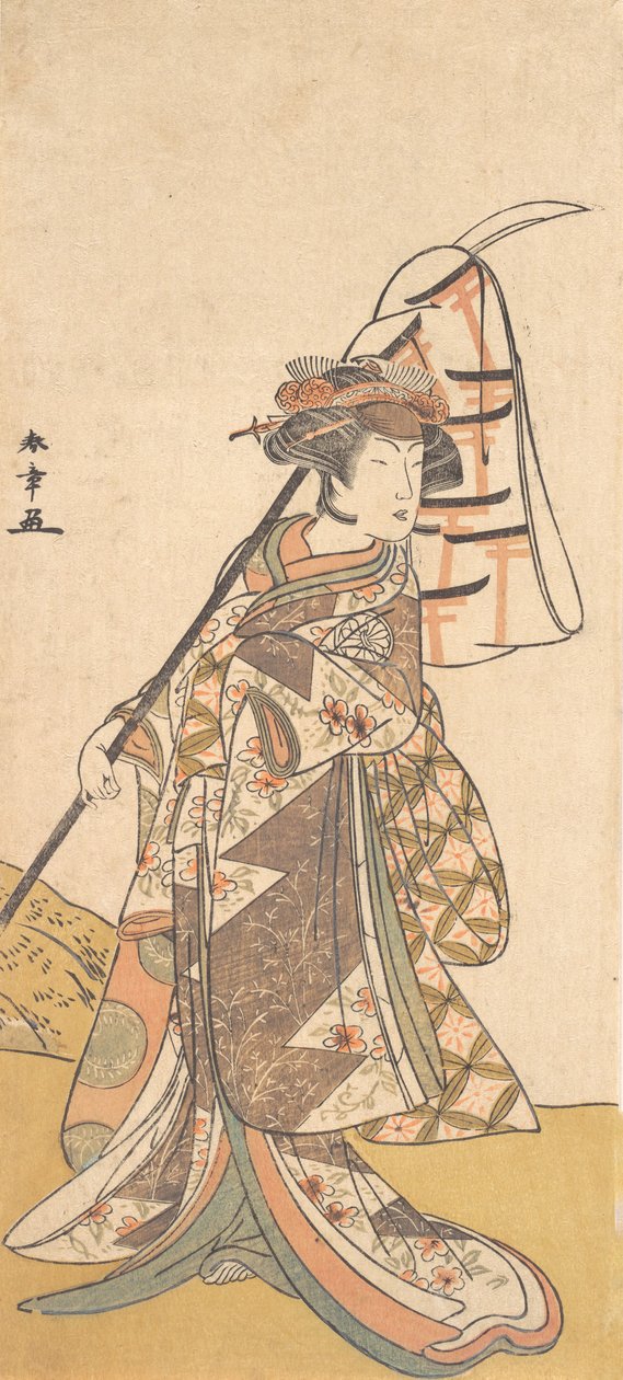 ممثل كابوكي سيغاوا كيكونوجو الثالث في دور أنثوي شيزوكا جوزين ، حوالي عام 1777. بواسطة شونشو