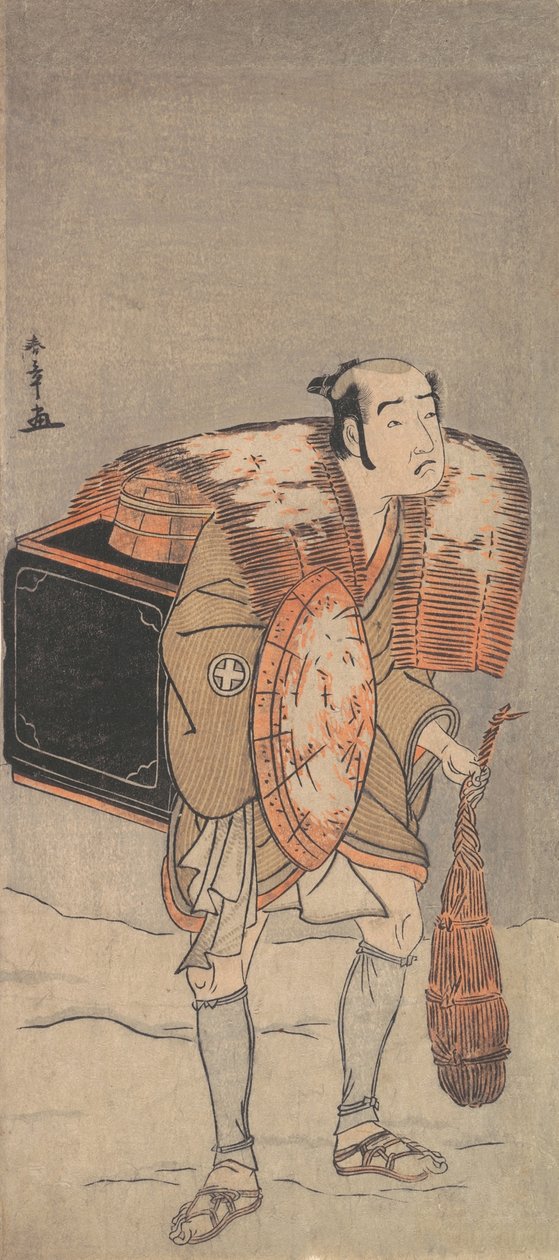 Otani Tomoemon في دور بائع متجول يسير عبر الثلج ، كاليفورنيا. 1778. بواسطة شونشو