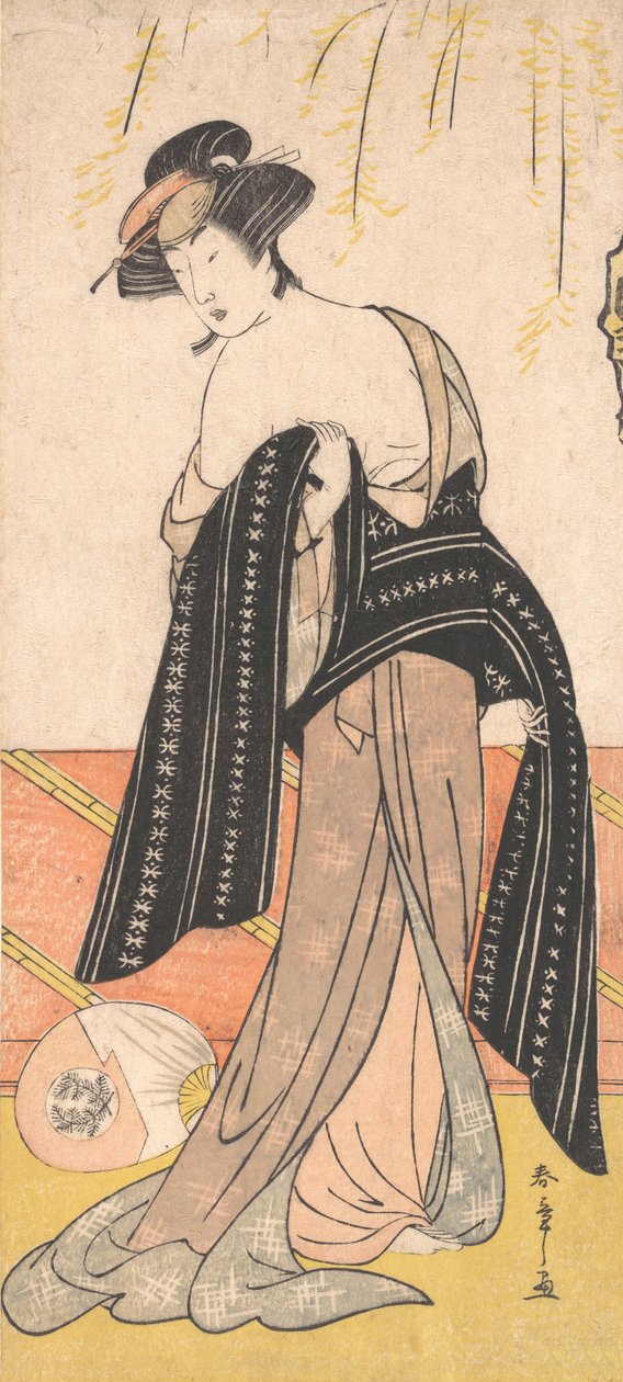 الممثل ناكامورا ريكو في دور Oiran Tying Her Obi ، كاليفورنيا. 1779. بواسطة شونشو