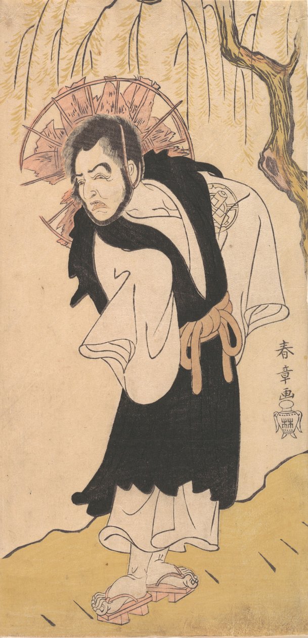 الممثل ناكامورا أوتيمون الأول كراهب تحت شجرة صفصاف ، 1726-1792. بواسطة شونشو