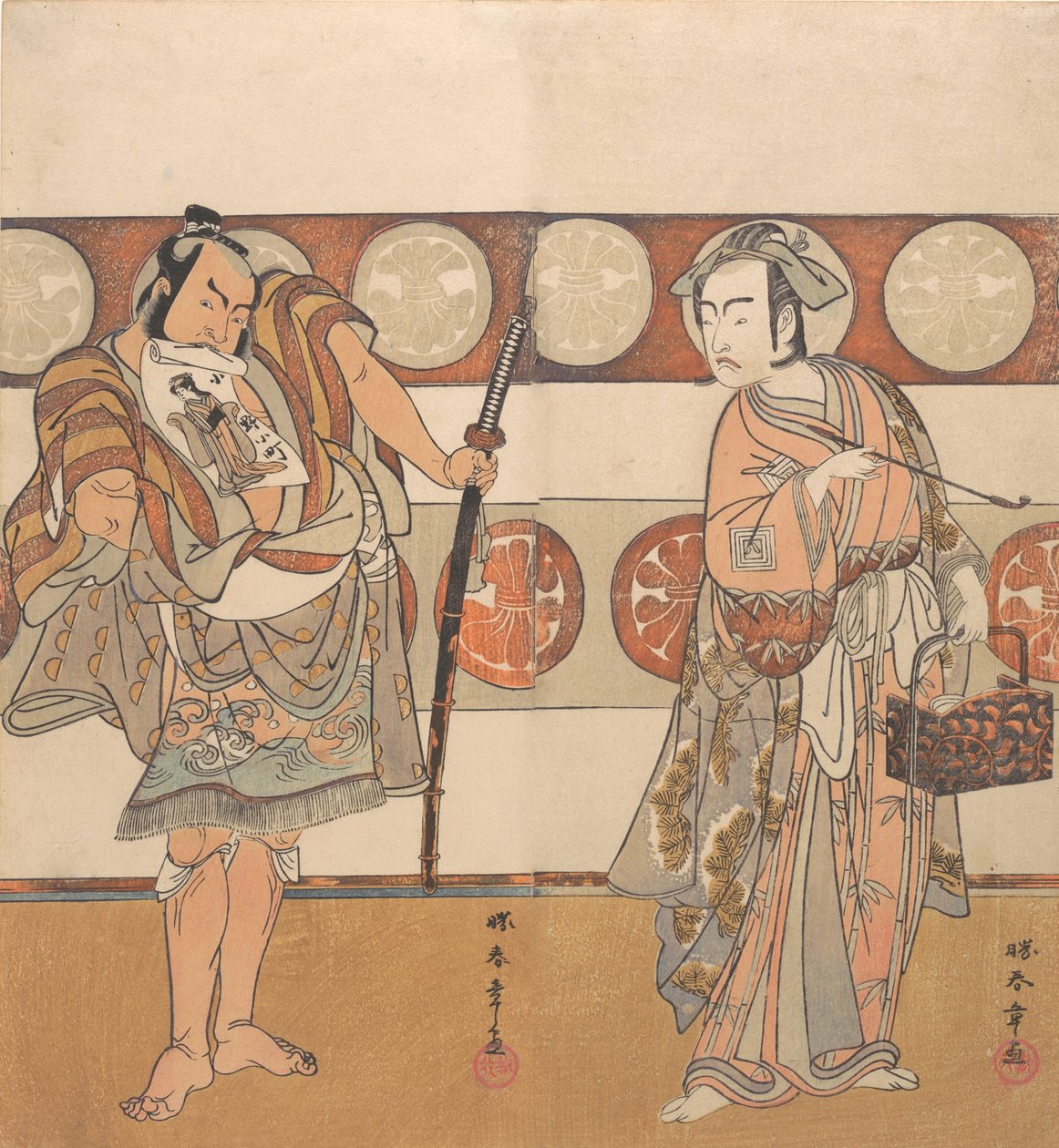 الممثلان Ichikawa Yaozo III و Nakamura Sukegoro II ، كاليفورنيا. 1791. بواسطة شونشو