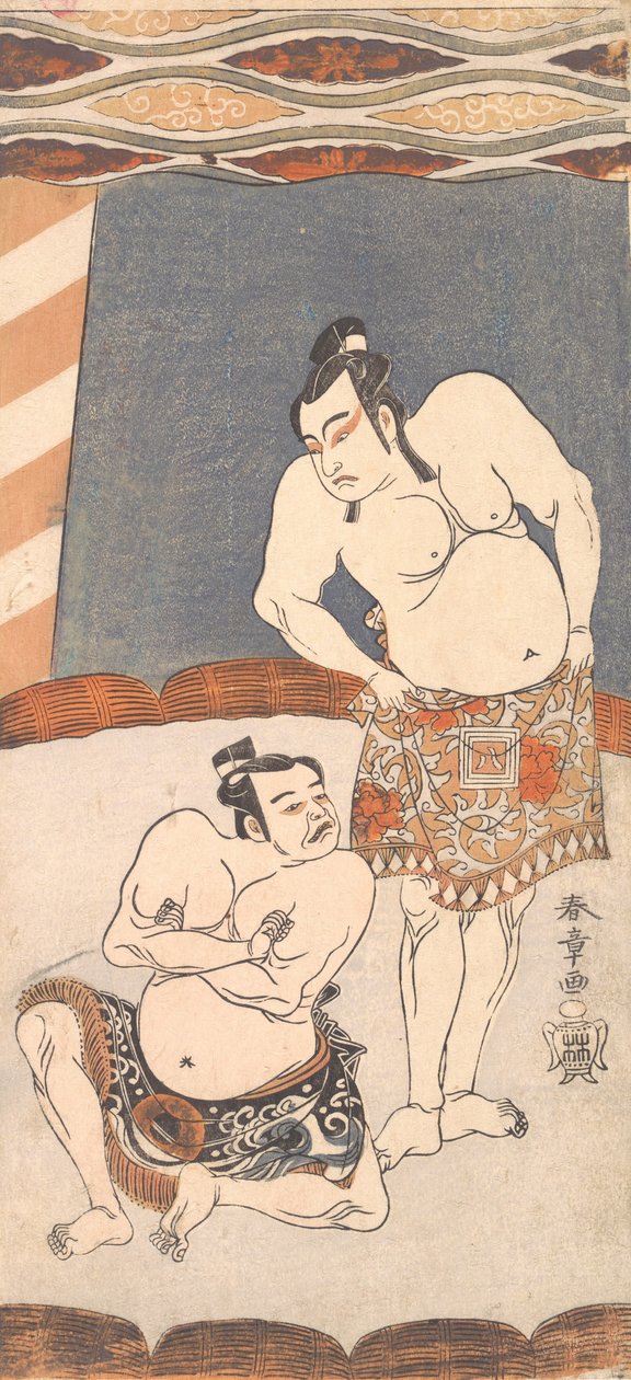 الثاني Ichikawa Yaozo كمصارع يقف في حلبة ، 1770. بواسطة شونشو