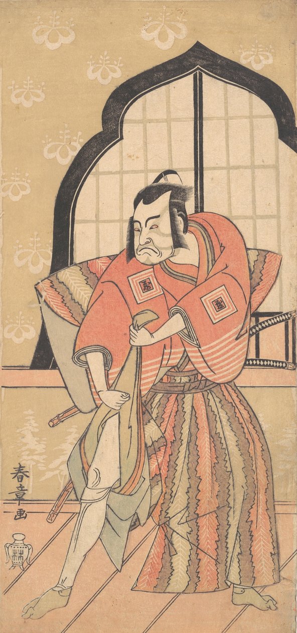 الثالث Ichikawa Danzo في صورة ساموراي يرتدي زيًا احتفاليًا كاميشيمو ، 1769 أو 1770. بواسطة شونشو