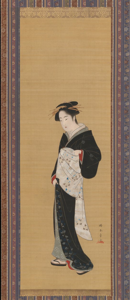 المرأة في ثوب الكيمونو الأسود ، 1783-89. بواسطة شونشو