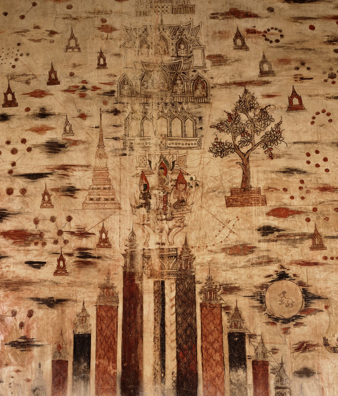 لوحة جدارية تصور جبل ميرو ، 1734 (رسم على الحجر) بواسطة مدرسة سيامي