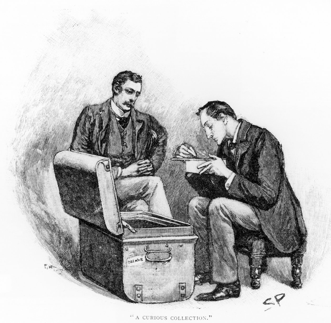 "مجموعة غريبة" ، رسم توضيحي من "طقوس Musgrave" بقلم آرثر كونان دويل (1859-1930) ، نُشر في "مجلة ستراند" ، مايو 1893 بواسطة سيدني باجيت