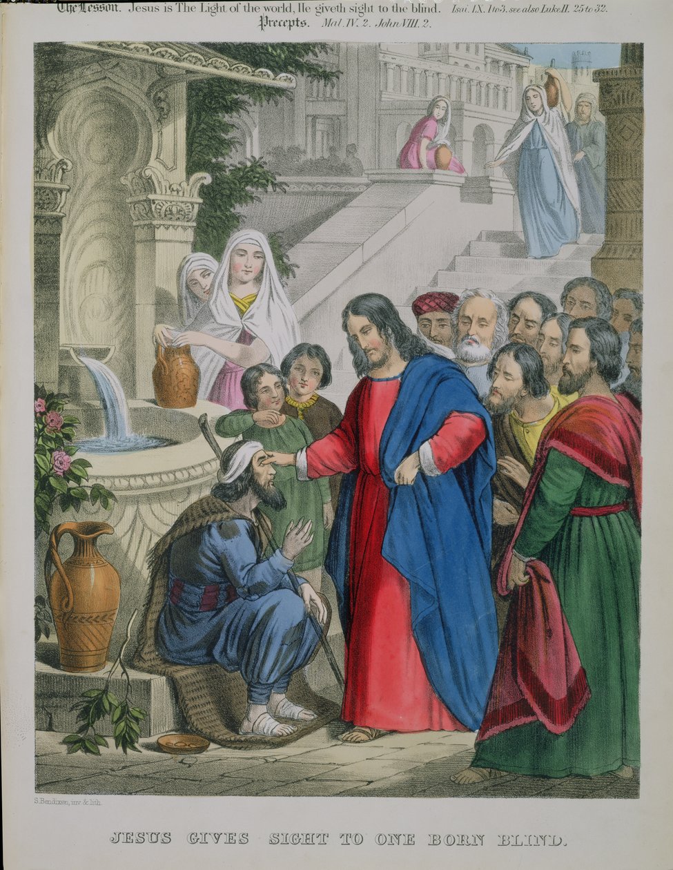 يسوع ينظر إلى مكفوفين ، من الكتاب المقدس الذي طبعه إدوارد جوفر ، 1870 بواسطة سيغفريد ديتلر بنديكسن