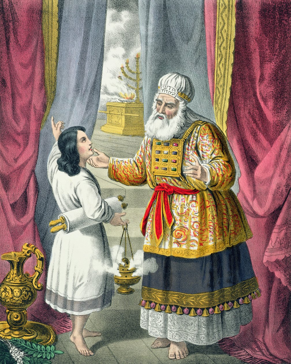 إيلي يستجوب صموئيل بخصوص الرؤية ، من الكتاب المقدس الذي طبعه إدوارد جوفر بواسطة سيغفريد ديتلر بنديكسن