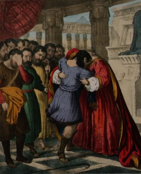 غفران يوسف لإخوته ، من الكتاب المقدس الذي طبعه إدوارد جوفر بواسطة سيغفريد ديتلر بنديكسن