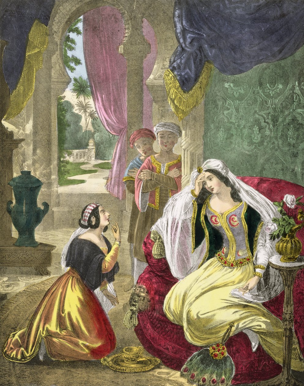 الخادمة العبرية الأسيرة التي انتظرت زوجة نعمان ، من الكتاب المقدس الذي طبعه إدوارد جوفر ، 1870 بواسطة سيغفريد ديتلر بنديكسن