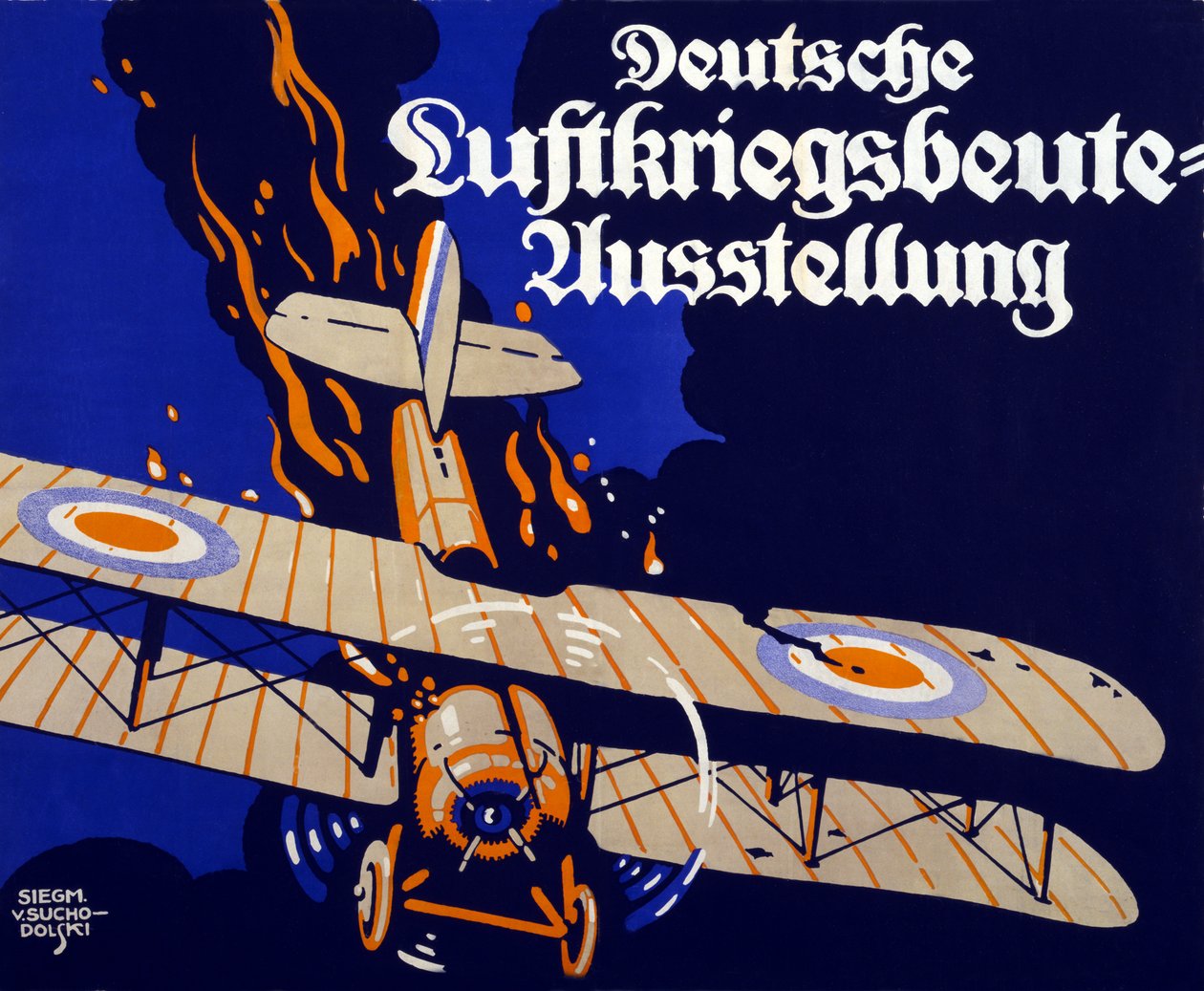 ملصق إعلاني عن معرض غنيمة الحرب الجوية الألمانية ، 1918 بواسطة Siegmund von Suchodolski
