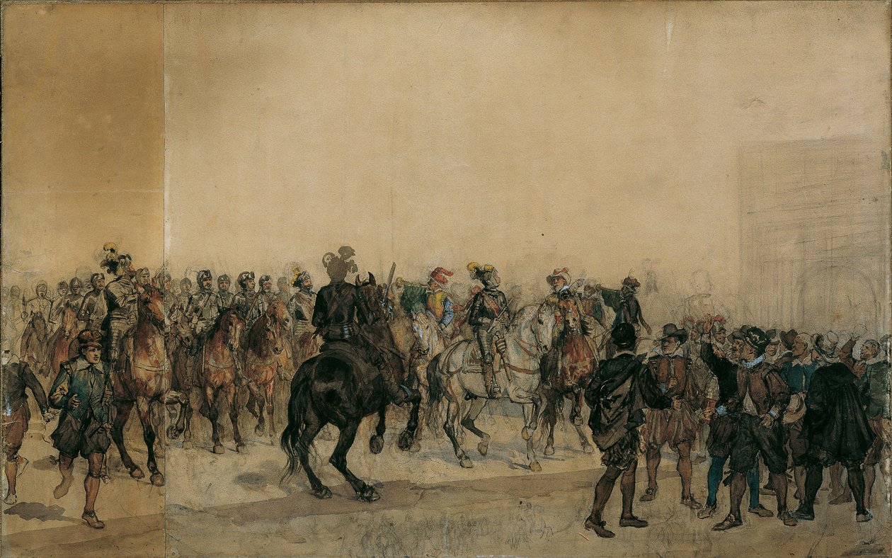 وصول cuirassiers Henri Duval Count of Dampierres إلى فناء القلعة بواسطة سيغموند لالليماند