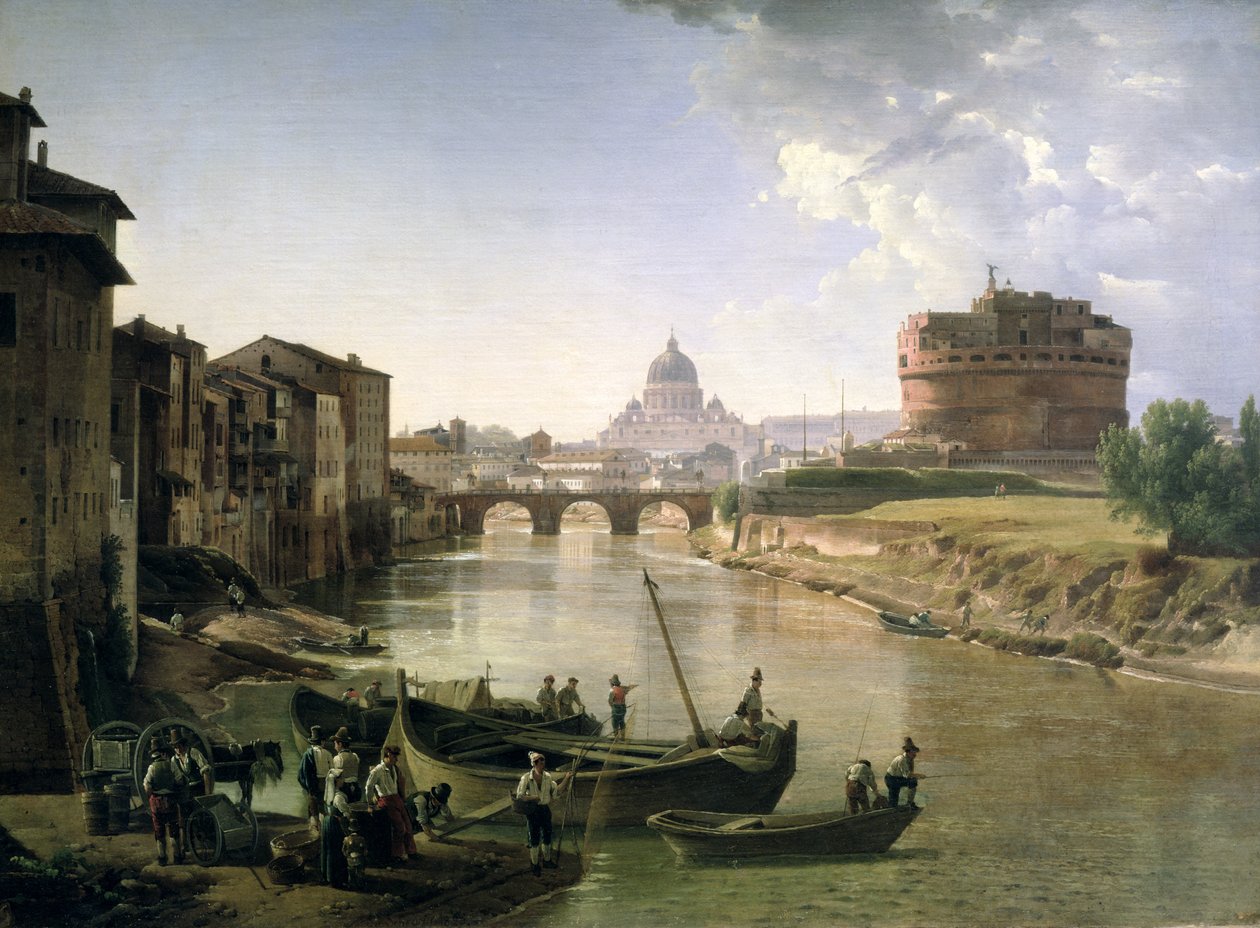 روما الجديدة مع قلعة سانت أنجيلو ، 1825 (زيت على قماش بواسطة Silvestr Fedosievich Shchedrin