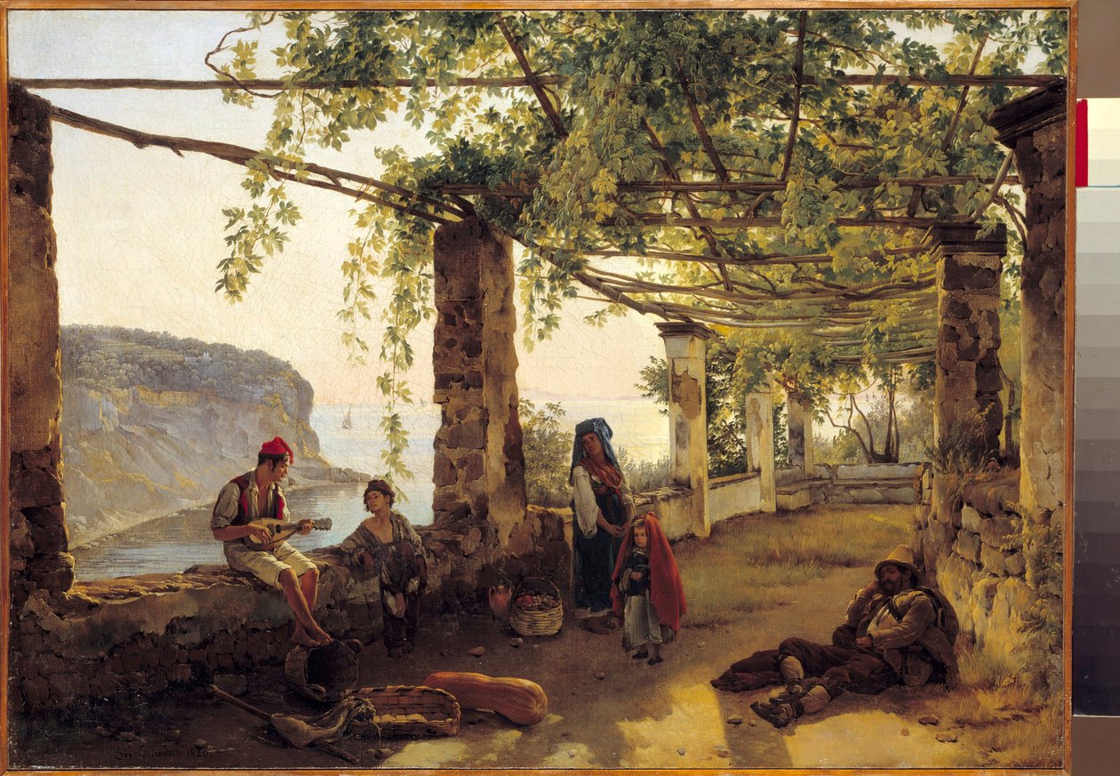 منظر طبيعي بالقرب من سورينتو على ساحل أمالفي رسم لسيلفستر شيدرين (1791-1830) 1826 بواسطة Silvestr Fedosievich Shchedrin