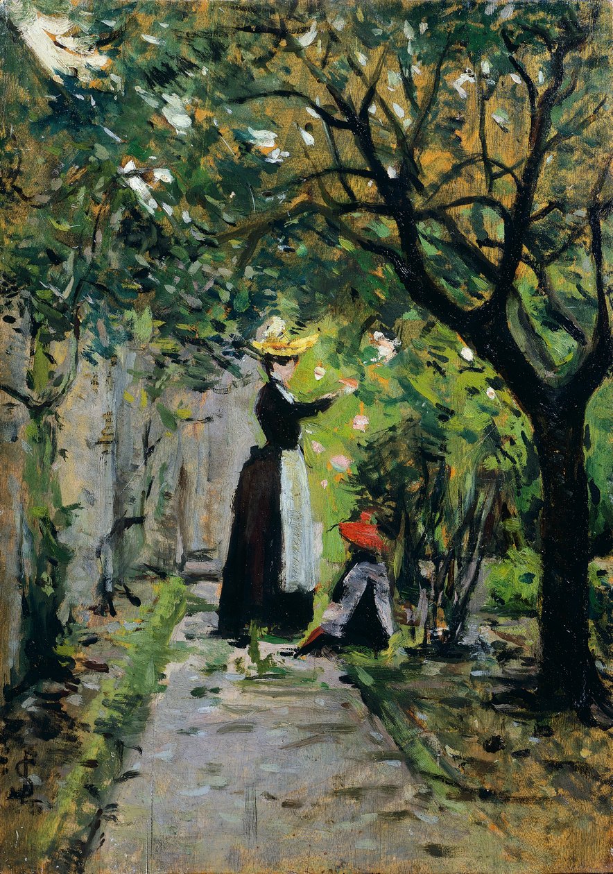 في حديقة الورود ، بواسطة Silvestro Lega (1826-1895) ، زيت على لوح ، 36.5x25.5 سم بواسطة سيلفسترو ليجا