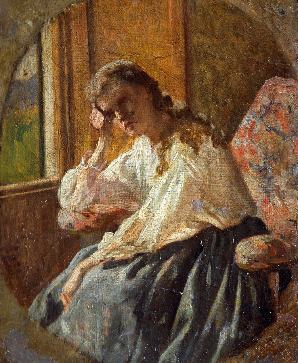 دراسة الشكل الأنثوي ، بواسطة Silvestro Lega (1826-1895) ، تفاصيل ثلاثية بواسطة سيلفسترو ليجا