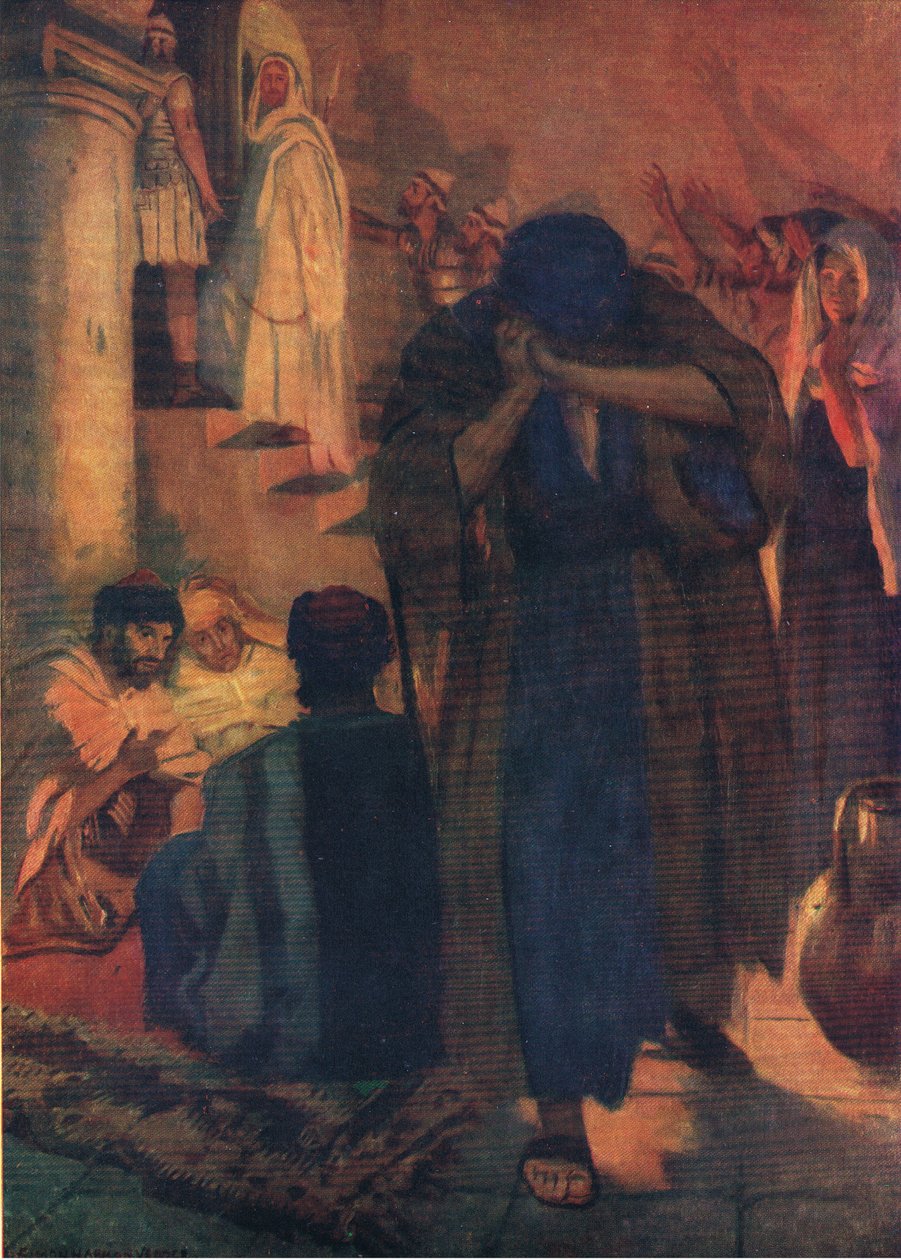 بطرس ينفي سيده ، من كتاب مصور الكتاب المقدس الذي نشره توماس نيلسون ، حوالي 1950 بواسطة سيمون هارمون فيدير