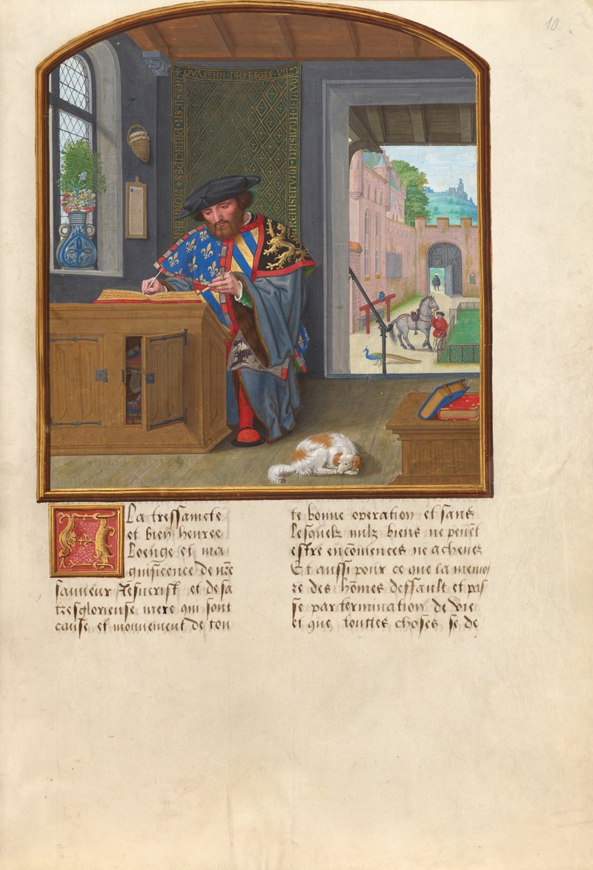 ملك الأسلحة من وسام الصوف الذهبي يكتب عن جاك دي لالينج ، c.1530-40 (درجة الحرارة وأوراق الذهب والحبر على الرق) بواسطة سيمون بينينج