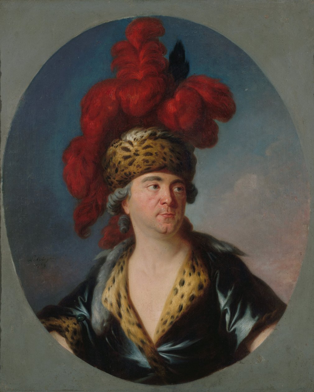 صورة هنري لويس ليكين 1728-1778 في دور جنكيز خان في المسرحية ... ، نهاية خمسينيات القرن الثامن عشر. بواسطة سيمون برنارد لينوار