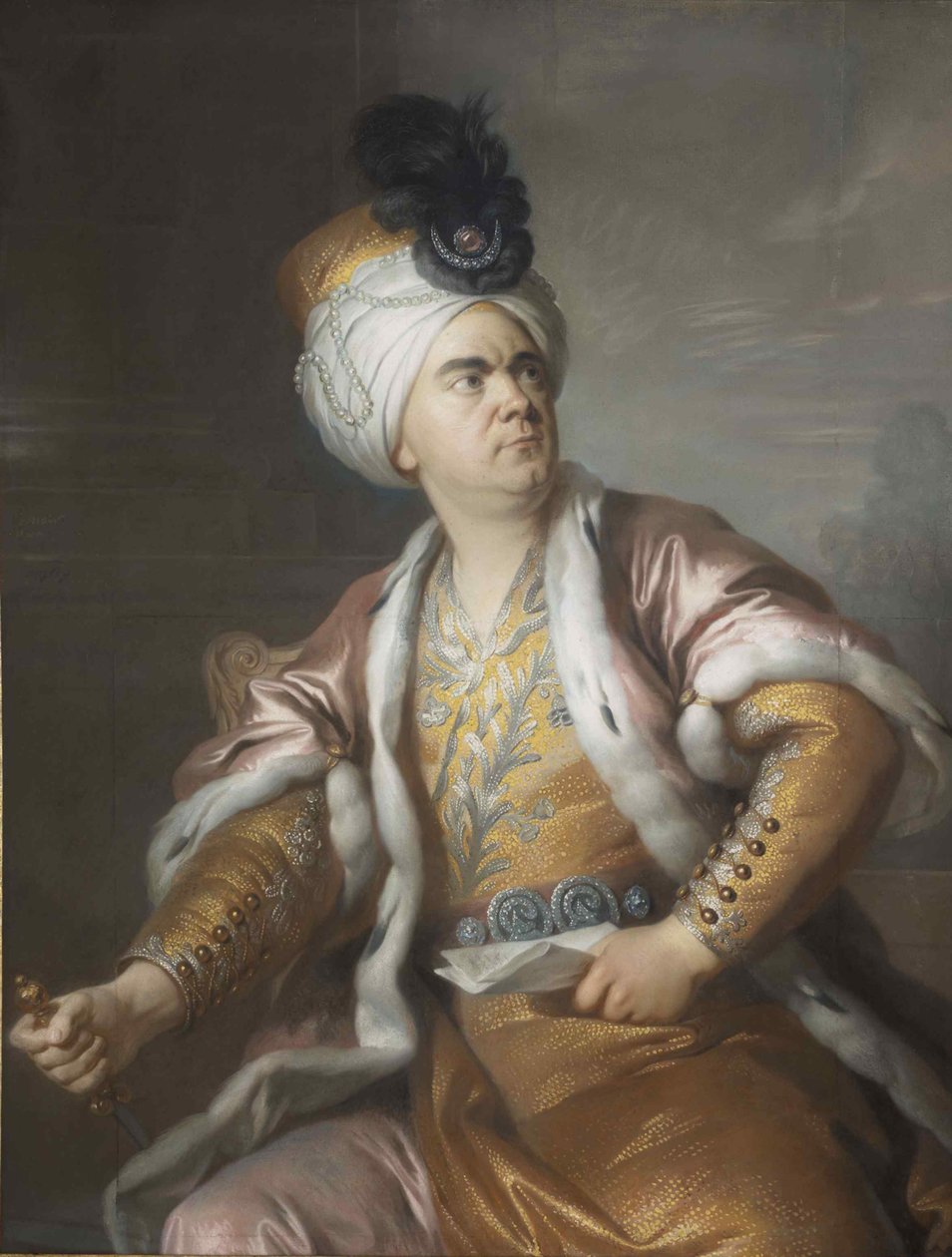 الممثل Lekain 1729-1778 مثل Orosmane في مأساة زائير فولتير ، 1767. بواسطة سيمون برنارد لينوار