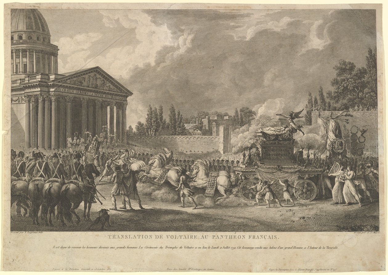 ترجمة فولتير إلى البانثيون الفرنسي ، 1817. بواسطة سيمون تشارلز ميجر