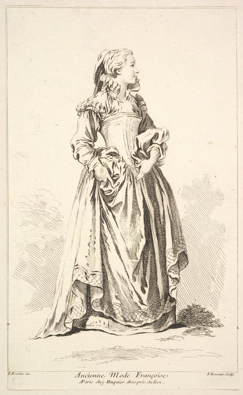 Ancienne Mode Françoise ، من مجموعة تين أجنبي مختلف اخترعها ... ، القرن الثامن عشر. بواسطة سيمون فرانسوا رافينيت