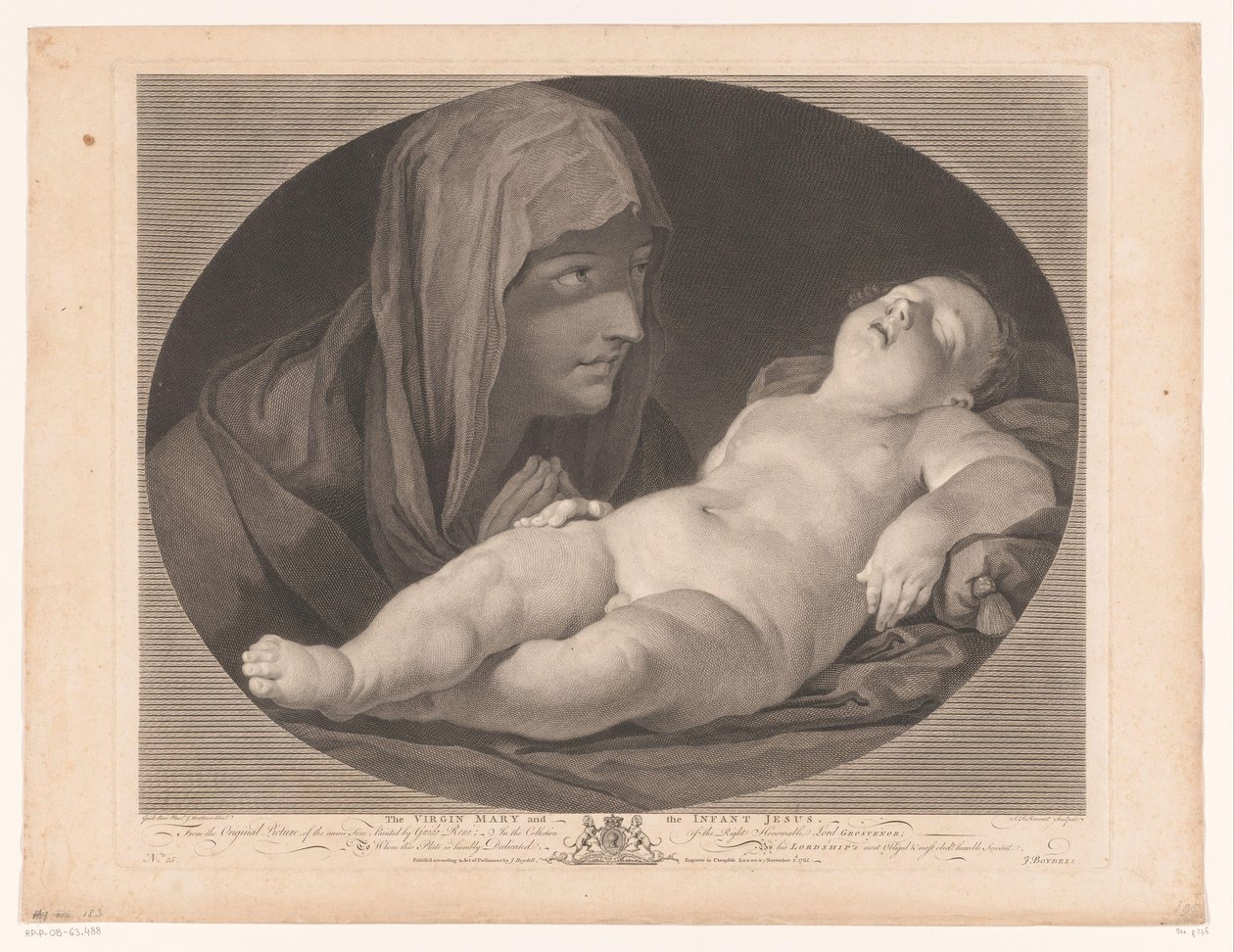 مريم مع المسيح النائم مريم العذراء والرضيع يسوع (العنوان على الشيء) بواسطة سيمون فرانسوا رافينيت (لو فيو)
