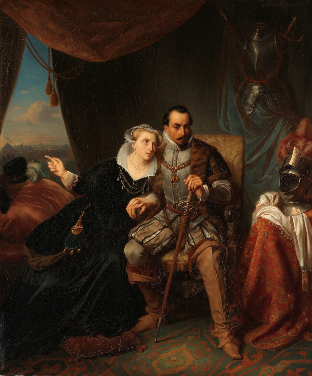 Magdalena Moons تطلب من خطيبها فرانسيسكو فالديز تأجيل اقتحام ليدن ليلة أخرى ، 1574 مشهد من حرب الثمانين عاما بواسطة سيمون أبزومر