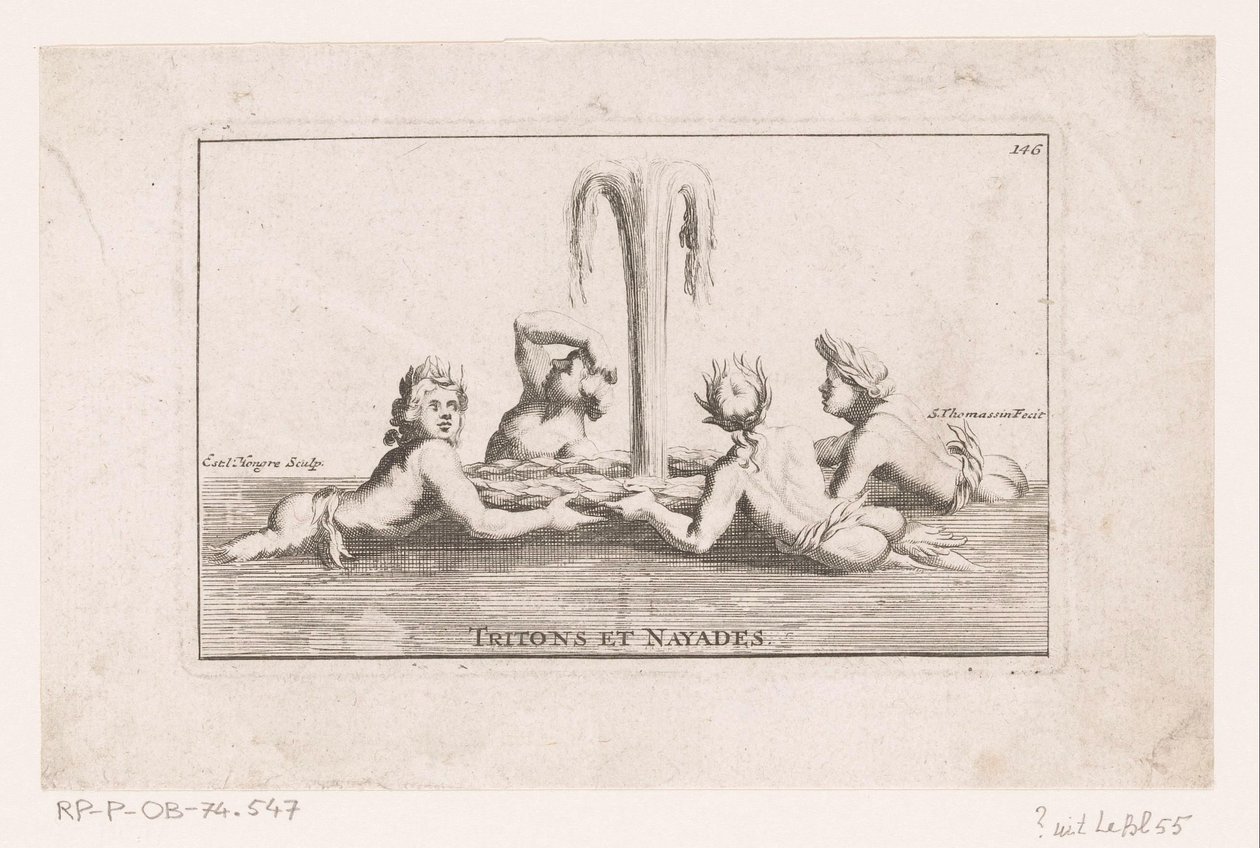 Fonteinsculptuur van tritonen en naïaden تريتون ونايادس. (العنوان على الكائن) مجموعة من التماثيل والمجموعات والنوافير والمصطلحات والمزهريات وغيرها من الزخارف الرائعة لقلعة وحديقة فرساي (عنوان السلسلة) بواسطة سيمون توماسين