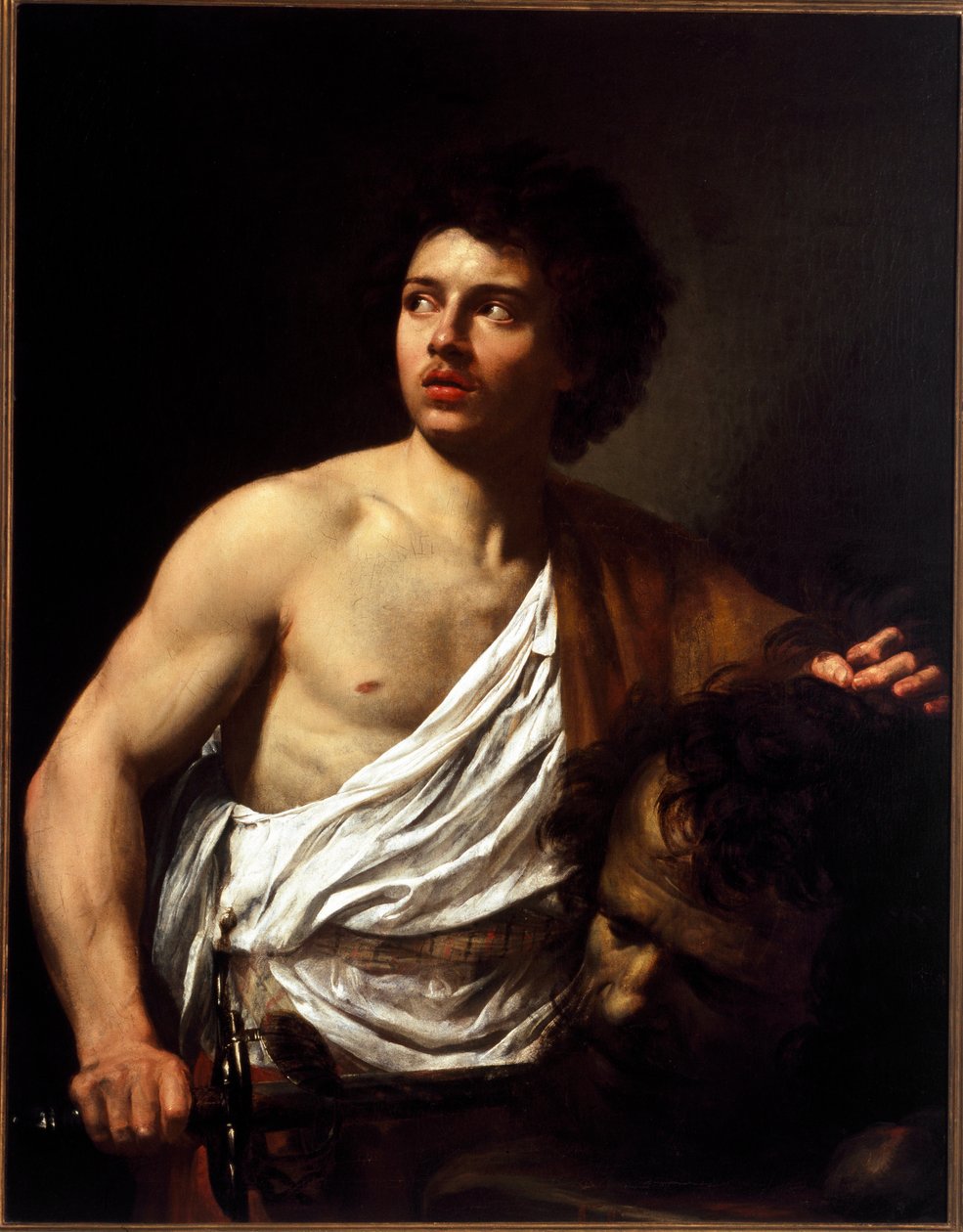 David holding the head of Goliath Painting by Simon Vouet (1590-1649) بواسطة سيمون فويت
