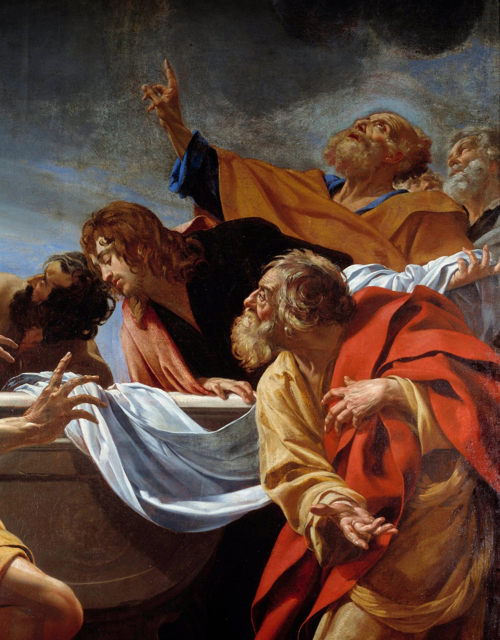 Apotres at the Tomb of the Virgin تفاصيل لوحة لسيمون فويه (1590-1649) من القرن السابع عشر ، باريس ، إجليز نوتردام دي تشامبس بواسطة سيمون فويت