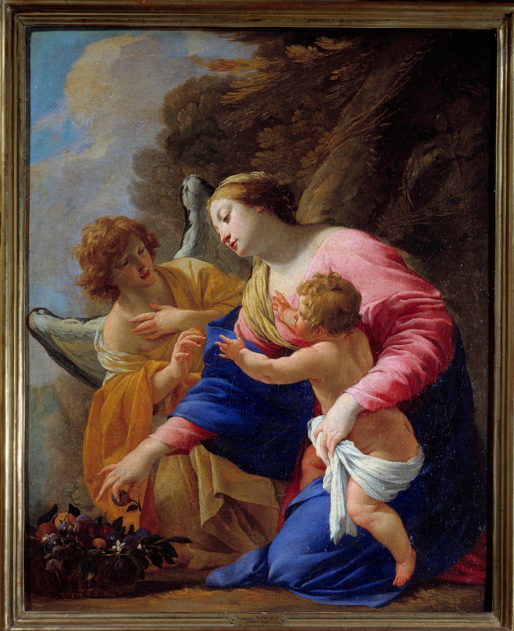 العذراء والملاك لوحة لسيمون فويت (1590-1649) 1641 صن. 0،77x0،62 م متحف كاين للفنون الجميلة بواسطة سيمون فويت